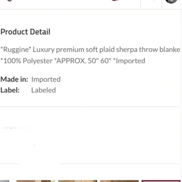 Plaid Sherpa Throw Blanket  50” x 60” - Picture 7 of 7